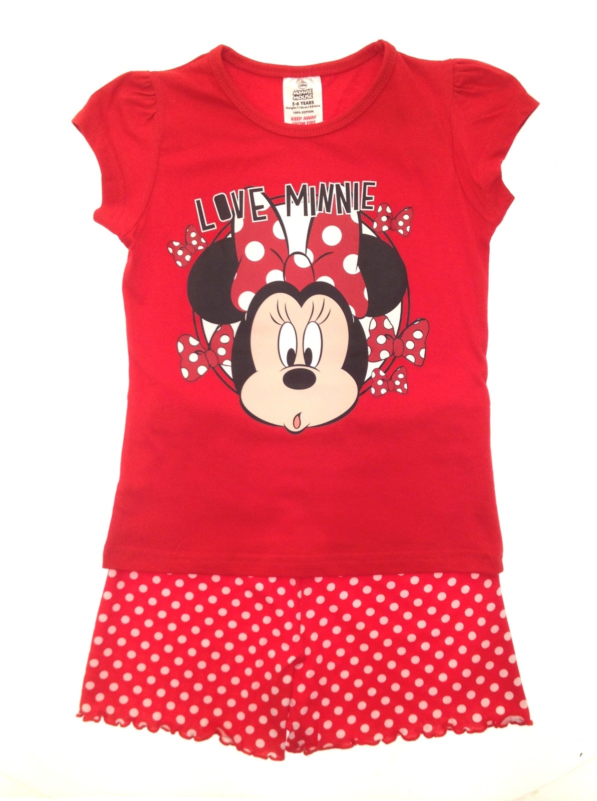 Kids Girls Official Disney Minnie Mouse Short Pyjamas Pj's Set Size 1